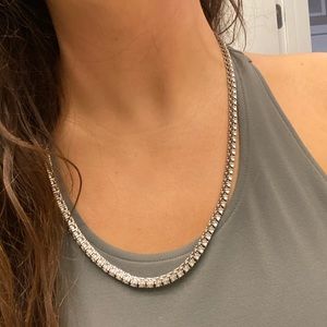 24 inch tennis chain white gold plated CZ stones VVS